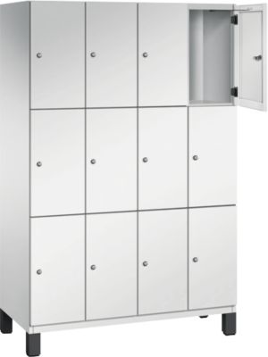 C+P Cambio lockerkast, 4 vakken, 12 vakken, op poten, B 1200 x D 525 x H 1980 mm, lichtgrijs