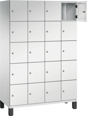 C+P Cambio lockerkast, 4 vakken, 20 vakken, op poten, B 1200 x D 525 x H 1980 mm, lichtgrijs