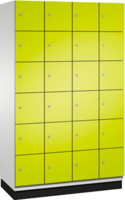 C+P Cambio lockerkast, 4 vakken, 24 vakken, met plint, B 1200 x D 525 x H 1980 mm, lichtgrijs/kleedgroen