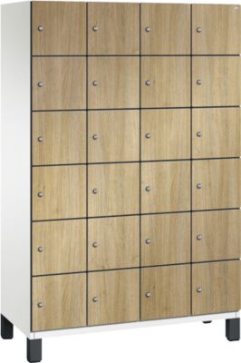 C+P Cambio lockerkast, 4 vakken, 24 vakken, met plint, B 1200 x D 525 x H 1980 mm, verkeerswit