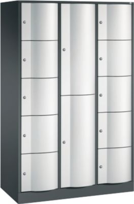 C+P combikast Resisto, 3 vakken, 12 vakken, B 1148 x D 540 x H 1950 mm, antracietgrijs/lichtgrijs