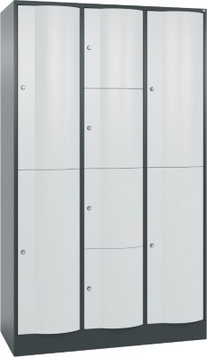 C+P combikast Resisto, 3 vakken, 8 vakken, B 1148 x D 540 x H 1950 mm, antracietgrijs/lichtgrijs