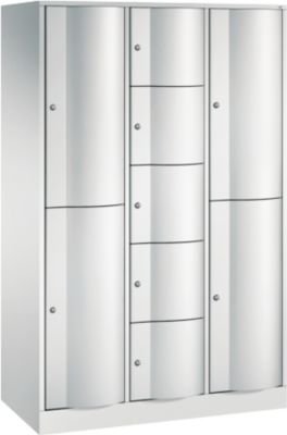 C+P combikast Resisto, 3 vakken, 9 vakken, B 1148 x D 540 x H 1950 mm, lichtgrijs/kleedgroen