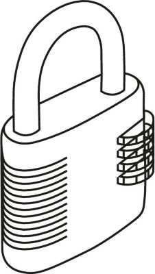 C+P combinatie hangslot, 4-cijferig, gehard stalen beugel, zilver