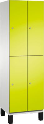 C+P Double-tier locker Cambio, 2 vakken, 4 legborden, op poten, B 600 x D 525 x H 1980 mm, lichtgrijs/kleedgroen