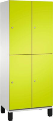 C+P Double-tier locker Cambio, 2 vakken, 4 legborden, op poten, B 800 x D 525 x H 1980 mm, lichtgrijs/kleedgroen