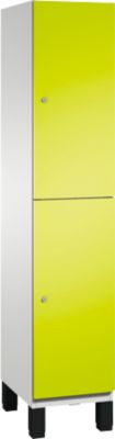 C+P Dubbele kast Cambio, 1 vak, 2 vakken, op poten, B 400 x D 525 x H 1980 mm, lichtgrijs/kleedgroen