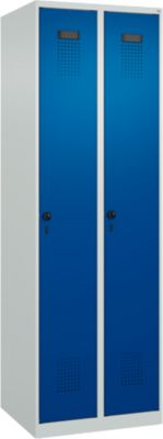 C+P Evolo Plus kledingkast, 2 vakken, rechts scharnierend, draaigrendel slot, B 600 x D 500 x H 1850 mm, lichtgrijs/lichtblauw