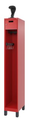 C+P Feuerwehrspind Evolo, Modell PRAKTUS, 1 Abteil, H 1950 x B 300 x T 500 mm, Füsse, feuerrot RAL 3000