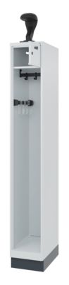 C+P Feuerwehrspind Evolo, Modell PRAKTUS, 1 Abteil, H 1950 x B 300 x T 500 mm, Sockel, lichtgrau RAL 7035
