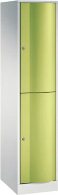 C+P Garderobekast Resisto, 1 afdeling, 2 vakken, B 396 x D 540 x H 1950 mm, lichtgrijs/clowngroen