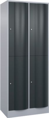 C+P Garderobekast Resisto, 2 vakken, 4 legborden, B 772 x D 540 x H 1950 mm, blank aluminium/antracietgrijs