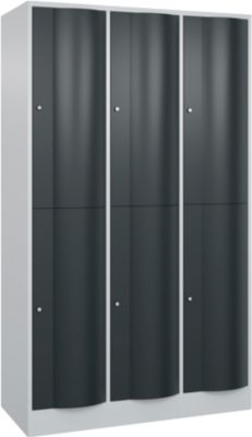 C+P Garderobekast Resisto, 3 vakken, 6 vakken, B 1148 x D 540 x H 1950 mm, lichtgrijs/antracietgrijs
