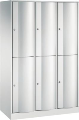 C+P Garderobekast Resisto, 3 vakken, 6 vakken, B 1148 x D 540 x H 1950 mm, lichtgrijs/kleedgroen