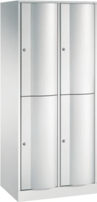 C+P Garderobenspind Resisto, 2 Abteile, 4 Fächer, B 772 x T 540 x H 1950 mm, Lichtgrau/Clowngrün