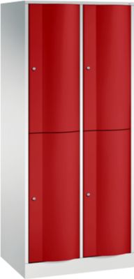 C+P Garderobenspind Resisto, 2 Abteile, 4 Fächer, B 772 x T 540 x H 1950 mm, Lichtgrau/Enzianblau