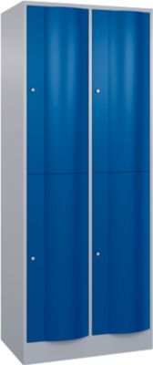 C+P Garderobenspind Resisto, 2 Abteile, 4 Fächer, B 772 x T 540 x H 1950 mm, Weissalu/Enzianblau