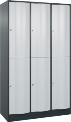 C+P Garderobenspind Resisto, 3 Abteile, 6 Fächer, B 1148 x T 540 x H 1950 mm, Anthrazitgrau/Lichtgrau