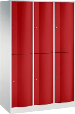 C+P Garderobenspind Resisto, 3 Abteile, 6 Fächer, B 1148 x T 540 x H 1950 mm, Lichtgrau/Enzianblau