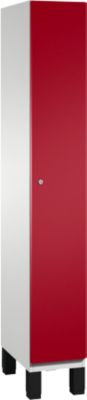 C+P Kast Cambio, 1 vak, op poten, B 300 x D 525 x H 1980 mm, lichtgrijs/ruwe rood