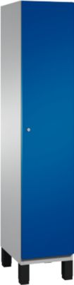 C+P Kast Cambio, 1 vak, op poten, B 400 x D 525 x H 1980 mm, blank aluminium/ gentiaanblauw