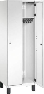C+P locker Cambio, 2 vakken, op poten, B 600 x D 525 x H 1980 mm, verkeerswit