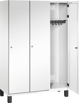 C+P locker Cambio, 3 vakken, op poten, B 1200 x D 525 x H 1980 mm, verkeerswit