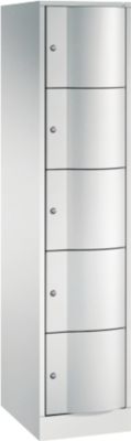 C+P lockerkast Resisto, 1 vak, 5 vakken, B 396 x D 540 x H 1950 mm, lichtgrijs/kleedgroen