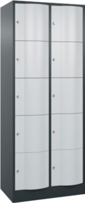 C+P Resisto lockerkast, 2 vakken, 10 vakken, B 772 x D 540 x H 1950 mm, antracietgrijs/lichtgrijs