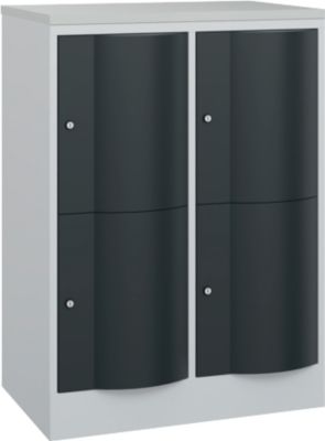 C+P Resisto lockerkast, 2 vakken, 4 vakken, B 772 x D 540 x H 1077 mm, lichtgrijs/antracietgrijs