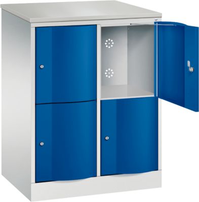 C+P Resisto lockerkast, 2 vakken, 4 vakken, B 772 x D 540 x H 1077 mm, lichtgrijs/ gentiaanblauw
