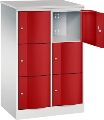 C+P Resisto lockerkast, 2 vakken, 6 vakken, B 772 x D 540 x H 1255 mm, lichtgrijs/antracietgrijs