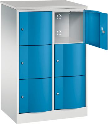 C+P Resisto lockerkast, 2 vakken, 6 vakken, B 772 x D 540 x H 1255 mm, lichtgrijs/ gentiaanblauw