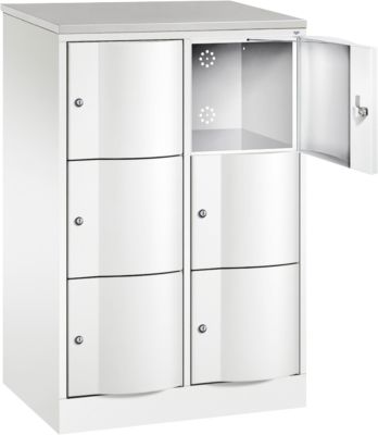 C+P Resisto lockerkast, 2 vakken, 6 vakken, B 772 x D 540 x H 1255 mm, lichtgrijs