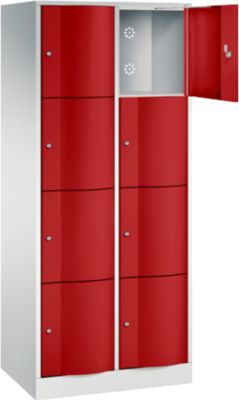 C+P Resisto lockerkast, 2 vakken, 8 vakken, B 772 x D 540 x H 1950 mm, lichtgrijs/ gentiaanblauw