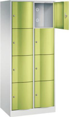 C+P Resisto lockerkast, 2 vakken, 8 vakken, B 772 x D 540 x H 1950 mm, lichtgrijs