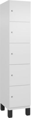 C+P Schließfachschrank Cambio, 1 Abteil, 5 Fächer, auf Füßen, B 400 x T 525 x H 1980 mm, verkehrsweiß