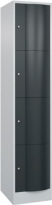 C+P Schließfachschrank Resisto, 1 Abteil, 4 Fächer, B 396 x T 540 x H 1950 mm, Lichtgrau/Anthrazitgrau