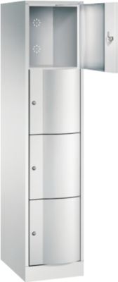C+P Schließfachschrank Resisto, 1 Abteil, 4 Fächer, B 396 x T 540 x H 1950 mm, Lichtgrau/Clowngrün