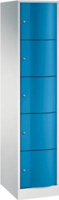 C+P Schliessfachschrank Resisto, 1 Abteil, 5 Fächer, B 396 x T 540 x H 1950 mm, Lichtgrau/Rubinrot