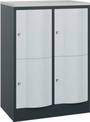 C+P Schließfachschrank Resisto, 2 Abteile, 4 Fächer, B 772 x T 540 x H 1077 mm, Anthrazitgrau/Lichtgrau