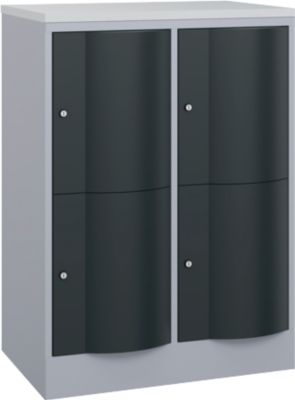 C+P Schließfachschrank Resisto, 2 Abteile, 4 Fächer, B 772 x T 540 x H 1077 mm, Weißalu/Anthrazitgrau