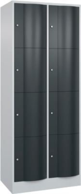 C+P Schließfachschrank Resisto, 2 Abteile, 8 Fächer, B 772 x T 540 x H 1950 mm, Anthrazitgrau/Lichtgrau