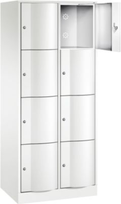 C+P Schließfachschrank Resisto, 2 Abteile, 8 Fächer, B 772 x T 540 x H 1950 mm, Verkehrsweiß