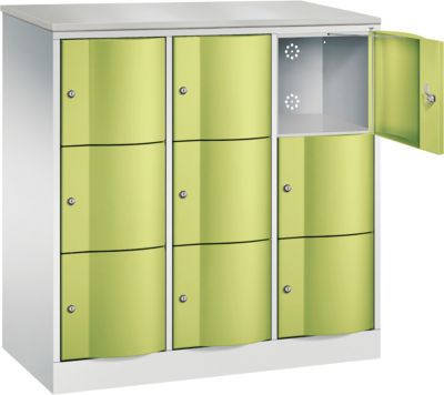 C+P Schließfachschrank Resisto, 3 Abteile, 9 Fächer, B 1148 x T 540 x H 1255 mm, Lichtgrau/Anthrazitgrau