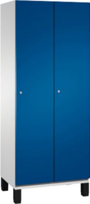 C+P Spind Cambio, 2 Abteile, auf Füßen, B 800 x T 525 x H 1980 mm, lichtgrau/enzianblau