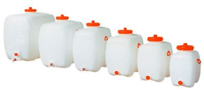 CEMO PE-Getränkefass, Hartpolyethylen (HD-PE), lebensmittelecht, Auslauf mit Hahn DN 15, B 350 x T 550 x H 570 mm, 60 l