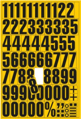 Chiffres et lettres magnétiques, pour surface métalliques, format A4, jaune