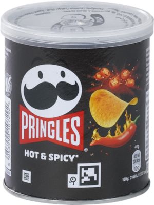 Chips Pringles Hot & Spicy, vegane Kartoffelchips mit scharf-würzigem Geschmack, 12 Dosen mit jeweils 40 g, in Karton
