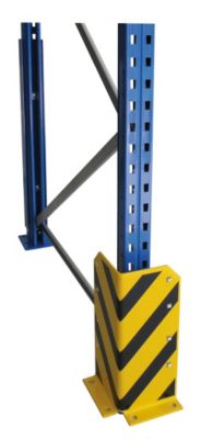 Coin de protection en L pour rayonnages à palettes, H 400 mm, jaune/noir